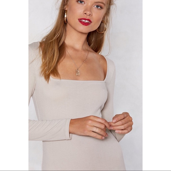 ✨HP✨ Nasty Gal Ribbed Square Neck Midi Dress 6 - Picture 2 of 6